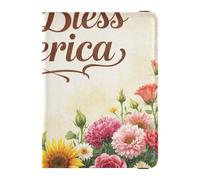 Porte-passeport en cuir coloré avec fleurs du 4 juillet pour le jour de l'indépendance pour les voyages, les hommes, étui de protection pour les vaccins, portefeuille pour femme, ultra fin, Fleurs