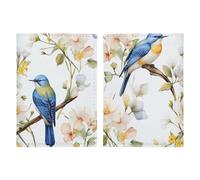 Porte-passeport en cuir coloré en forme de pieuvre pour voyage d'affaires, cadeau de voyage, Aquarelle Fleurs et Oiseaux, 20.3x13.8cm