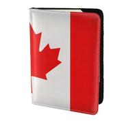 Porte-passeport en cuir de vache imprimé drapeau canadien, étui de passeport, étui de carte de voyage pour homme et femme, protecteur de documents, noir, One Size