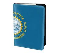 Porte-passeport en cuir de vache imprimé drapeau du Dakota du Sud, étui de passeport, étui de carte de voyage pour homme et femme, protecteur de documents, noir, One Size