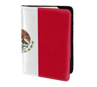 Porte-passeport en cuir de vache imprimé drapeau du Mexique, étui pour passeport, étui pour carte de voyage pour homme et femme, protecteur de documents, noir, One Size