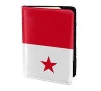 Porte-passeport en cuir de vache imprimé drapeau du Panama, étui de passeport, étui de carte de voyage pour homme et femme, protecteur de documents, noir, One Size