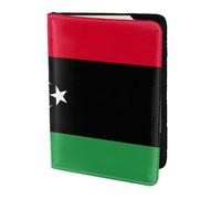 Porte-passeport en cuir de vache imprimé drapeau libyen, étui de passeport, étui de carte de voyage pour homme et femme, protecteur de documents, noir, One Size