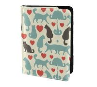 Porte-passeport en cuir de vache imprimé Happy Walking Kitty, étui de passeport, étui de carte de voyage pour homme et femme, protecteur de documents, noir, One Size