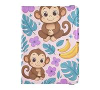 Porte-passeport en cuir étanche avec motif de singe et de feuilles de palmier pour cartes et argent