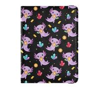 Porte-passeport en cuir étanche style kawaii Axolotl Bitcoin Noir