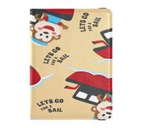 Porte-passeport en cuir léger pour homme et femme, organiseur de documents familiaux, accessoires essentiels de voyage, petit singe mignon, multicolore, 1 size, Décontracté