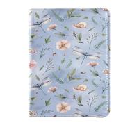 Porte-passeport en cuir léger pour homme et femme, porte-badge, carte d'identité, vaccin, portefeuille essentiel de voyage, fleurs oranges, feuilles, libellules et escargots, multicolore, 1 size,