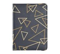 Porte-passeport en cuir noir doré irrégulier avec porte-badge, carte de vaccin, portefeuille étanche, Triangle irrégulier or noir, 1 size