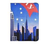 Porte-passeport en cuir pour homme de voyage 4 juillet Jour de l'Indépendance Empire State Building Étui de protection pour femme Léger, 4 juillet Jour de l'Indépendance Empire State Building, 1 size