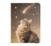 Porte-passeport en cuir pour l'observation des chats et des étoiles filantes - Grande capacité - Pour femme
