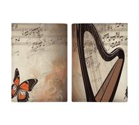 Porte-passeport en cuir pour passeport - Housse de protection murale pour documents et notes de musique - Cadeau de voyage, Fond musical., 20.3x13.8cm