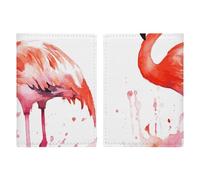 Porte-passeport en cuir pour passeport - Housse de protection murale pour documents et notes de musique - Cadeau de voyage, Aquarelle flamants roses., 20.3x13.8cm