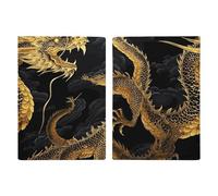 Porte-passeport en cuir pour passeport - Housse de protection murale pour documents et notes de musique - Cadeau de voyage, Fond Noir Dragon Jaune, 20.3x13.8cm