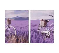 Porte-passeport en cuir pour passeport - Lavande - Imprimé vélo de terrain - Livre de passeport pour documents, cadeaux de voyage, Vélo de terrain Lavande, 20.3x13.8cm