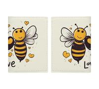 Porte-passeport en cuir pour passeport - Motif cerises rouges - Pour voyage d'affaires, cadeaux de voyage, Bee Love Honey, 20.3x13.8cm