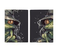 Porte-passeport en cuir pour passeport - Motif grenouille portant un chapeau de sorcière - Portefeuille de voyage pour les voyages d'affaires, cadeaux de voyage, Grenouille portant un chapeau de