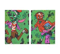 Porte-passeport en cuir pour passeport - Motif grenouille portant un chapeau de sorcière - Portefeuille de voyage pour les voyages d'affaires, cadeaux de voyage, De nombreux zombies, 20.3x13.8cm