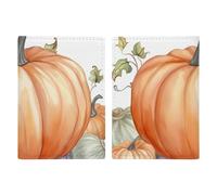 Porte-passeport en cuir pour passeport - Porte-carte - Aquarelle - Citrouilles - Portefeuille de voyage pour voyage d'affaires, cadeaux de voyage, Citrouilles aquarelle d'automne, 20.3x13.8cm