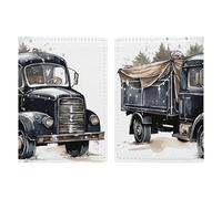 Porte-passeport en cuir pour passeport - Porte-carte - Fleurs - Portefeuille de voyage pour les voyages d'affaires, cadeaux de voyage, Grand camion aquarelle, 20.3x13.8cm