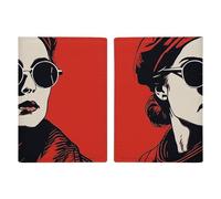 Porte-passeport en cuir pour passeport - Porte-carte géographique pour voyage d'affaires, cadeau de voyage, Fille portant un chapeau, 20.3x13.8cm
