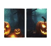 Porte-passeport en cuir pour passeport - Porte-carte - Orque - Portefeuille de voyage pour les voyages d'affaires, cadeaux de voyage, Citrouilles Happy Halloween, 20.3x13.8cm