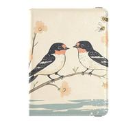 Porte-passeport en cuir pour voyage en famille Motif grange hirondelle oiseaux une rivière