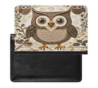 Porte-passeport en cuir PU avec motif chouettes marron mignon pour documents de voyage porte-cartes de crédit minimaliste poche avant portefeuille tendance étui portefeuille fin à deux volets