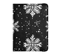 Porte-passeport en cuir style dessin animé flocon de neige simple art portefeuille portefeuille badge carte de vaccin portefeuille portefeuille léger, flocon de neige simple ligne art style dessin