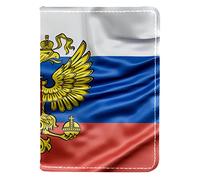 Porte-passeport en cuir synthétique avec clip pour passeport - 10,2 x 14 cm - Drapeau Russie, multicolore, 10x14cm/4x5.5 in