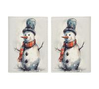 Porte-passeport en cuir synthétique avec motif bonhomme de neige dessiné à la main - Organiseur de documents de voyage compact de qualité supérieure - Housse de protection pour passeport international