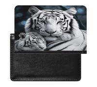 Porte-passeport en cuir synthétique avec poche frontale minimaliste et portefeuille à deux volets Motif tigre Blanc