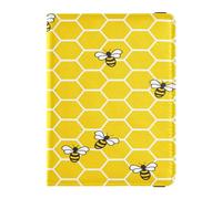 Porte-passeport en cuir synthétique imperméable pour femmes et filles - Organiseur de documents - Accessoires essentiels de voyage - Sans couture - Motif abeilles - Happy Good Gold Luck Honey,