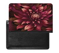 Porte-passeport en cuir synthétique pour passeport de voyage en cuir synthétique avec poche frontale minimaliste et portefeuille fin à deux volets Rouge vin