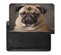 Porte-passeport en cuir synthétique pour passeport en forme de carlin pour documents de voyage, porte-cartes de crédit minimaliste, poche avant, portefeuille tendance pour passeport, étui fin à deux