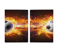 Porte-passeport en forme de ballon de football Burning - Ultra fin en cuir synthétique - Organiseur de documents de voyage compact de qualité supérieure - Housse de protection pour passeport