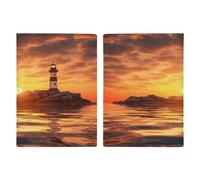 Porte-passeport en forme de phare de mer au coucher du soleil - Ultra fin en cuir synthétique - Organiseur de documents de voyage compact de qualité supérieure - Housse de protection pour passeport