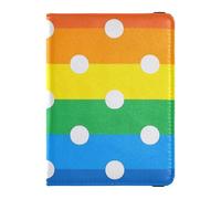 Porte-passeport et carte de vaccin décoratif en cuir avec motif à pois arc-en-ciel - Étanche, Dessin animé à pois arc-en-ciel, 1 size