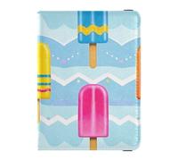 Porte-passeport et carte de vaccin d'été en cuir coloré motif vague pour passeport et carte de vaccin Combo pour voyage, portefeuille, organiseur de documents, accessoires pour femme léger, Motif de