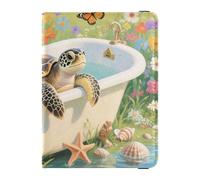 Porte-passeport et carte de vaccin en cuir avec fente pour carte de vaccination, porte-passeport avec fente pour carte de vaccin pour homme et femme, étanche, Art de la baignoire tortue, 1 size