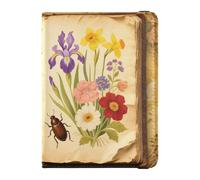 Porte-passeport et carte de vaccin en cuir avec fente pour carte de vaccination - Pour homme et femme - Étanche, Art du livre de fleurs, 1 size, Moderne