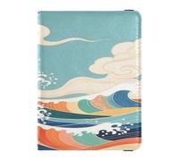 Porte-passeport et carte de vaccin en cuir - Organiseur de documents de voyage avec blocage RFID - Étanche - Pour homme et femme, Art coloré en forme de vague, 1 size, Moderne
