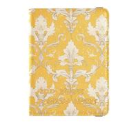 Porte-passeport et carte de vaccin en cuir personnalisé Combo fleur de lys jaune vintage portefeuille personnalisé Combo mignon passeport livre léger, Fleur de Lys Jaune Vintage