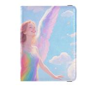 Porte-passeport et carte de vaccin en cuir pour homme et femme étanche, 1-Angel Rainbow Art, 1 size, Moderne