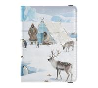 Porte-passeport et carte de vaccin en cuir pour homme et femme étanche, 1-Art animal arctique, 1 size, Moderne