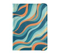 Porte-passeport et carte de vaccin en cuir pour homme et femme étanche, Couleur cyan/orange - Imprimé bloc, 1 size, Moderne