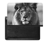Porte-passeport et carte de vaccin Lion africain noir et blanc Étui de passeport Housse de passeport Housse de passeport Protège-passeport Portefeuille de voyage international Lion africain Noir, Lion