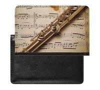 Porte-passeport et carte de vaccin pour flûte - Étui de passeport - Housse de passeport - Protection pour passeport - Portefeuille de voyage international - Musique de flûte - 14 x 9 x 1 cm, Musique