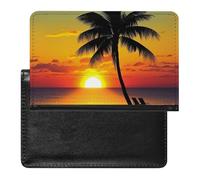 Porte-passeport et carte de vaccin Sunset Palm Tree Étui de passeport Housse de passeport Housse de passeport Protège-passeport Portefeuille de voyage international Sunset Palm Tree, 5,8 × 3,9 × 0,4,