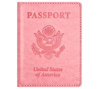 Porte-passeport et carte de vaccination Eoehro en similicuir rose IA, compact, l?ger et ?tanche